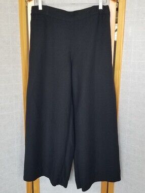 Loft Beach Wide Leg Linen Pants Black Size Small with Pockets